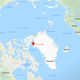 Greenland. It’s “close” to Russia, but in order to demonstrate the relationship in Google Earth the map zooms out so far Saudi Arabia is visible.